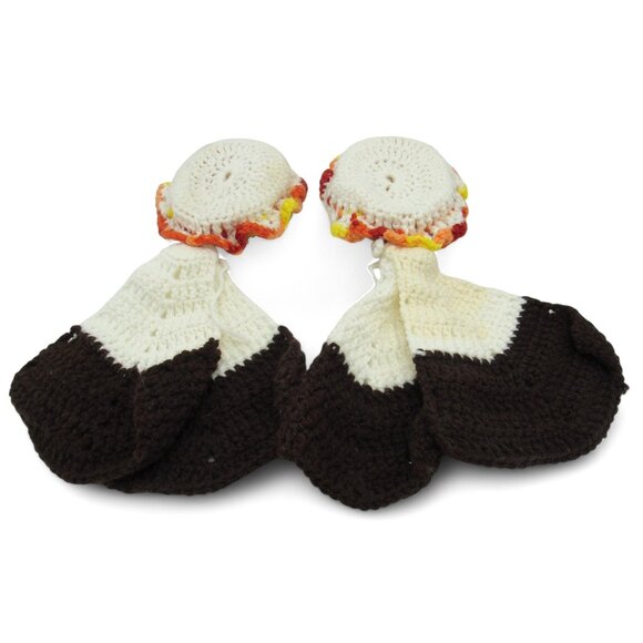 DOLL FACE Pot Holders Crochet Set of 2 Handmade Knitted 1970s Vintage - Picture 10 of 10